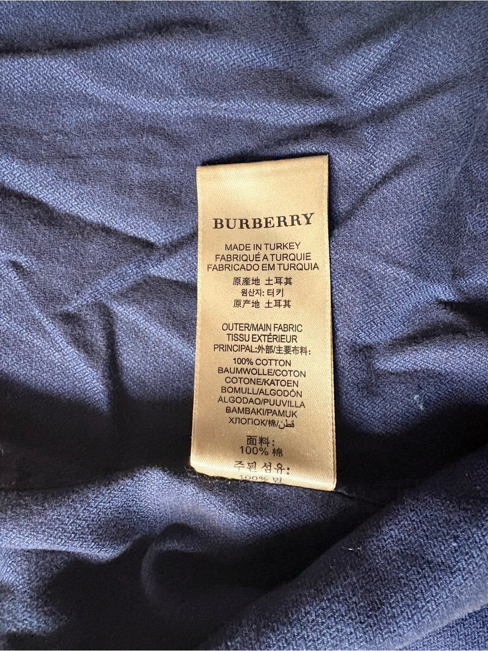 Burberry Navy Long-Sleeve Button-Down Shirt with Plaid Trim - Picture 5 of 6
